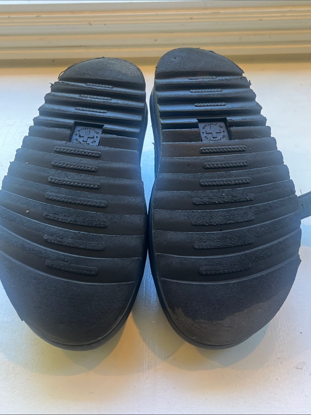 Dr. Martens Voss Black Leather Sandals with Yellow Stitching Single Strap - Picture 4 of 7